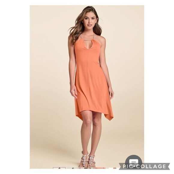 Coral Keyhole Cocktail Dress Med New - Picture 11 of 13